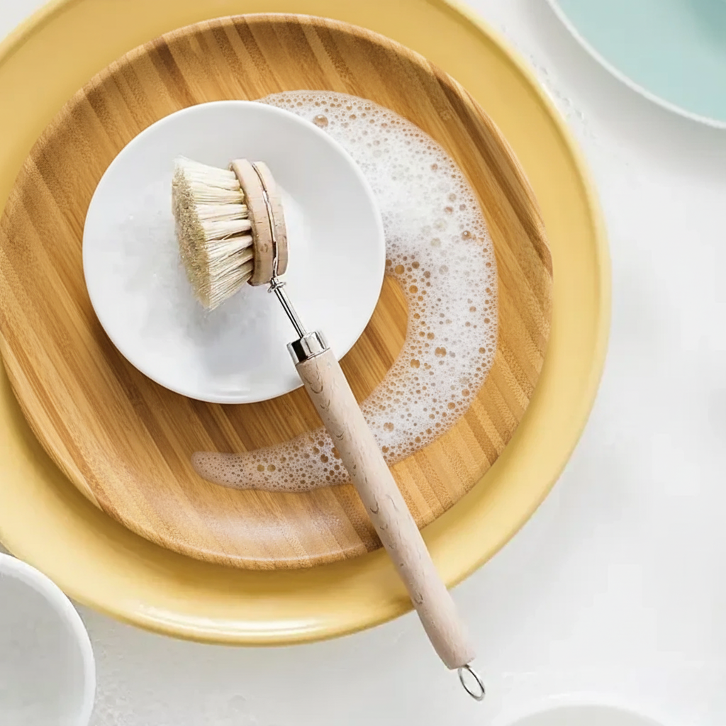 Long Handle Bamboo Pan Brush | With Replaceable Head