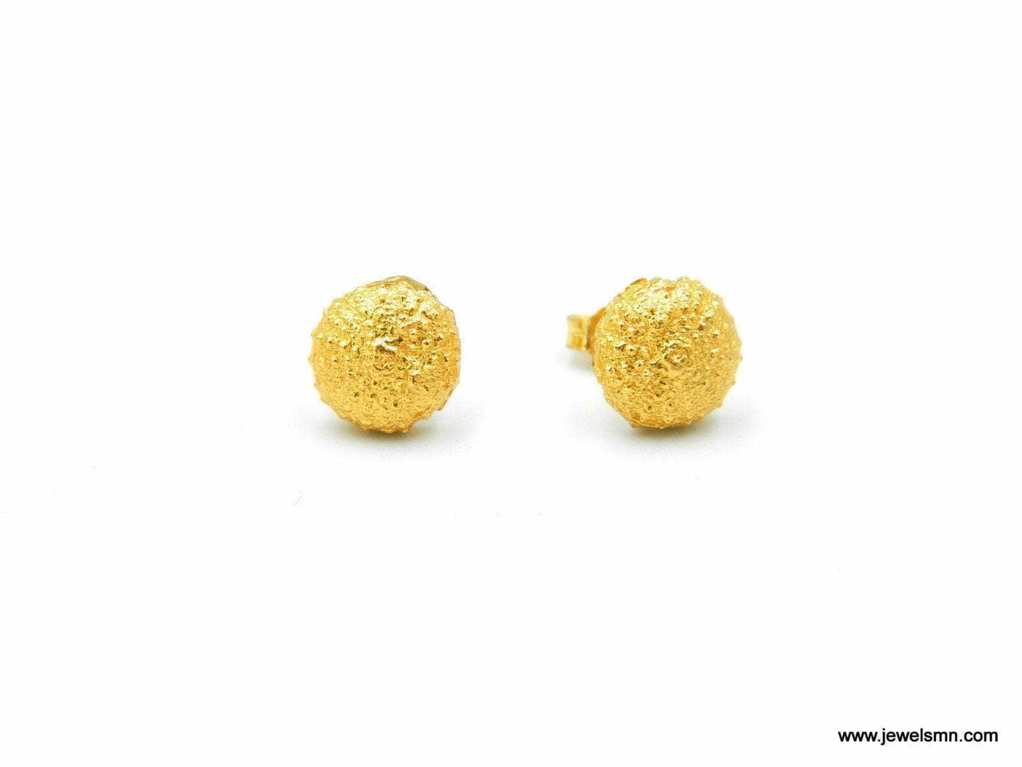 Sea Urchin Stud Earrings: Tiny Gold-Plated Nature Jewelry from Recycled Brass