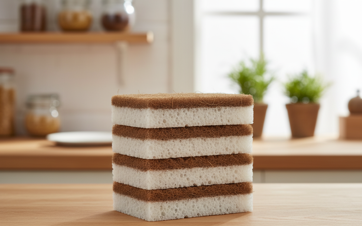 Natural Cellulose Scrub Sponges - 2-Pack | Plastic-Free Cleaning Made Easy