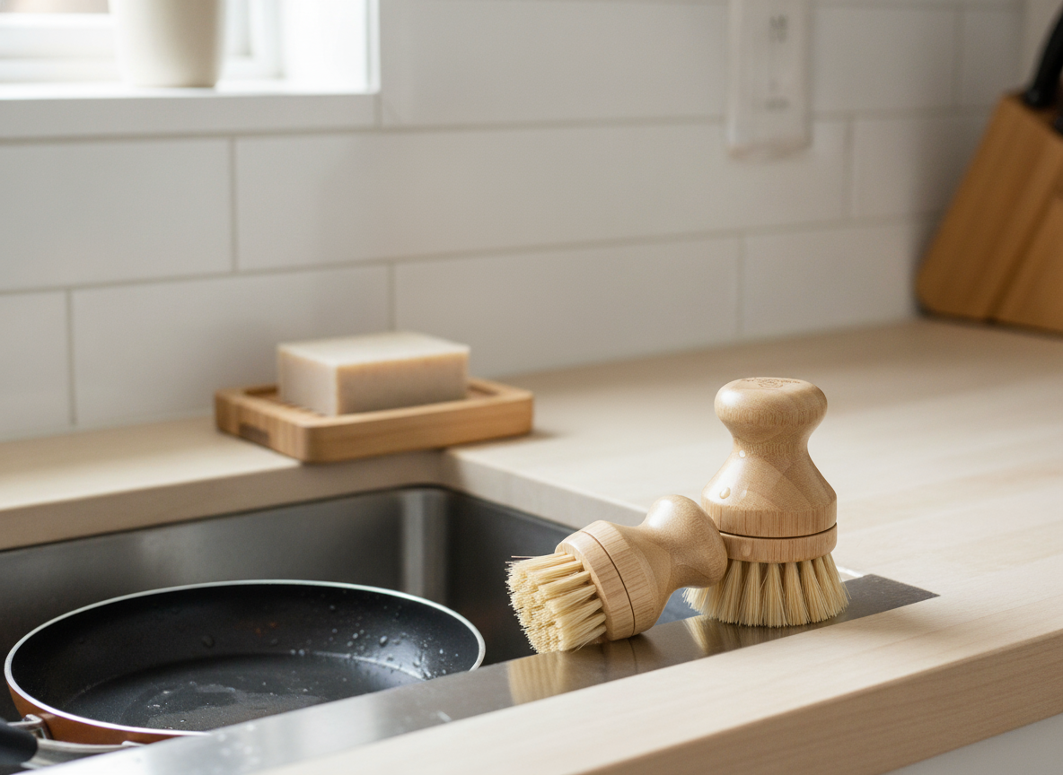 Bamboo Dish Brush with Sisal Bristles | Zero-Waste Cleaning