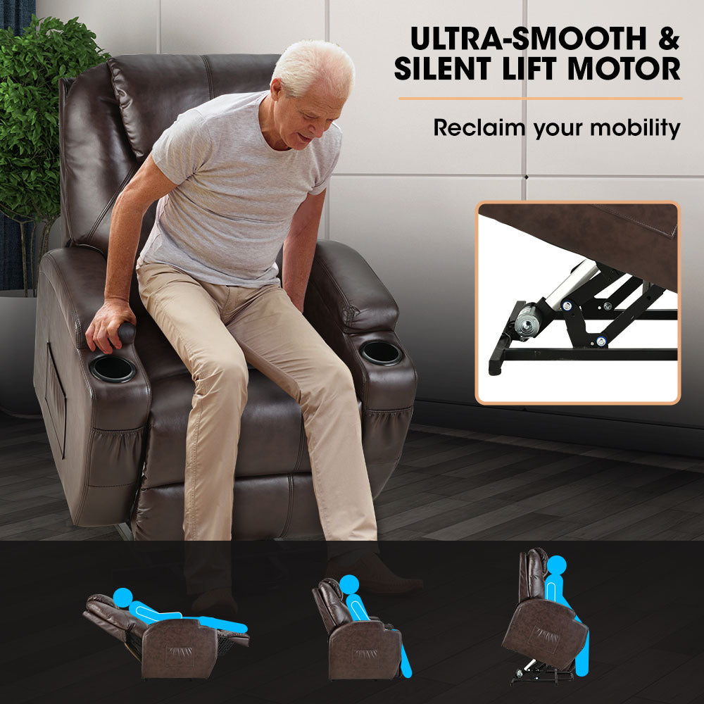 NNEMB Electric Massage Recliner Lift Heat Chair for Elderly Aged Care-Dark Crimson