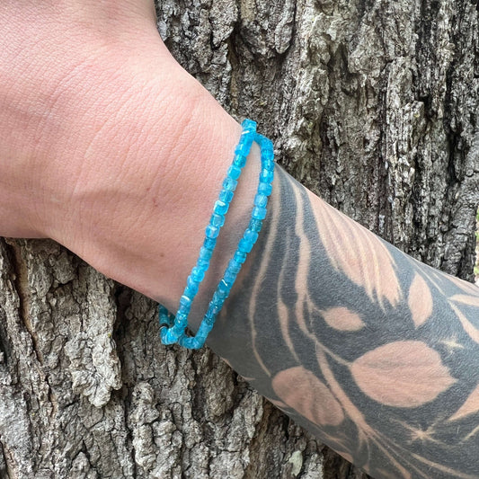 Blue Apatite Cube Bracelet - Subtle Radiance Collection