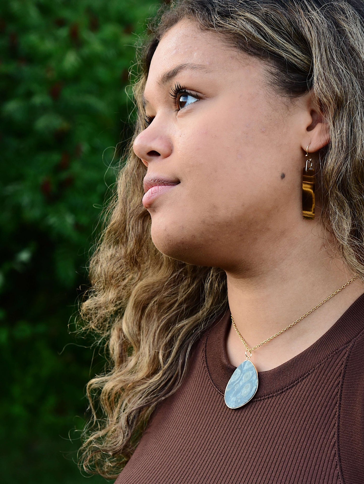 Kambaba Jasper Slice Necklace