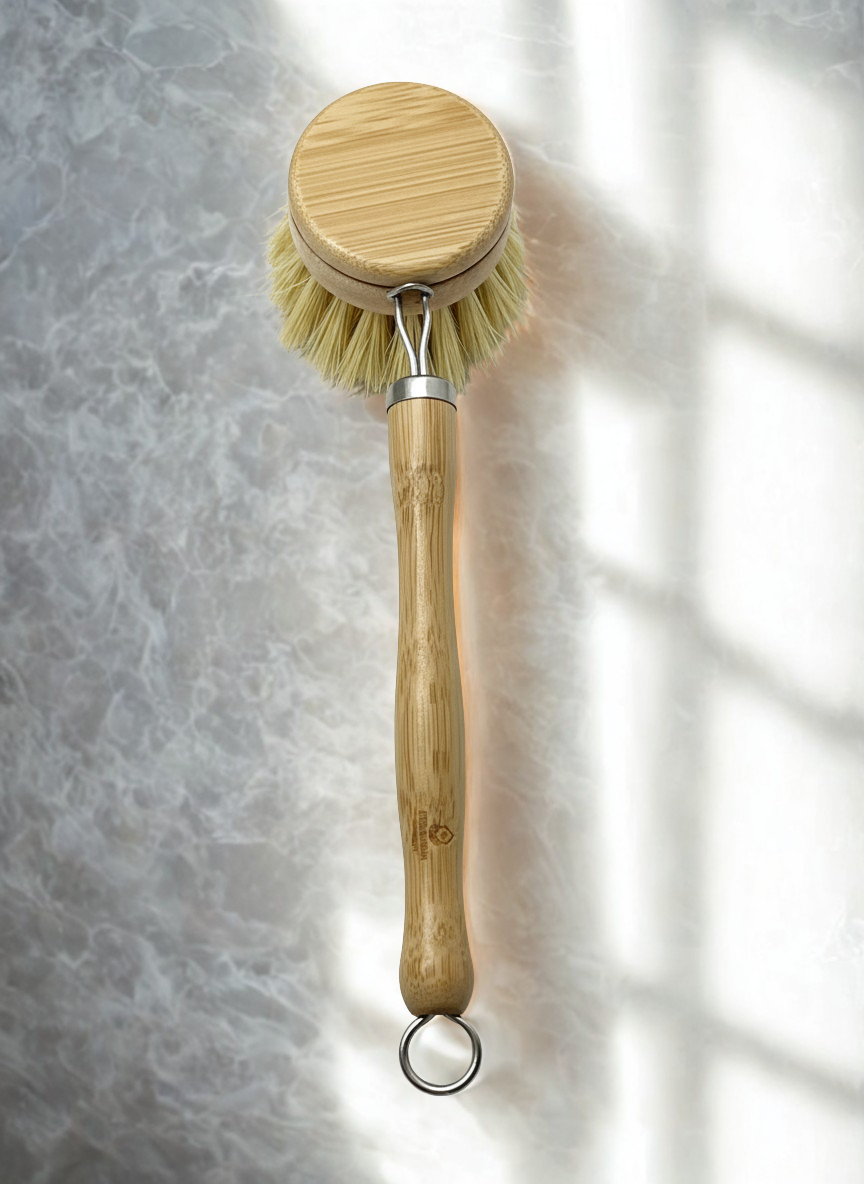 Long Handle Bamboo Pan Brush | With Replaceable Head
