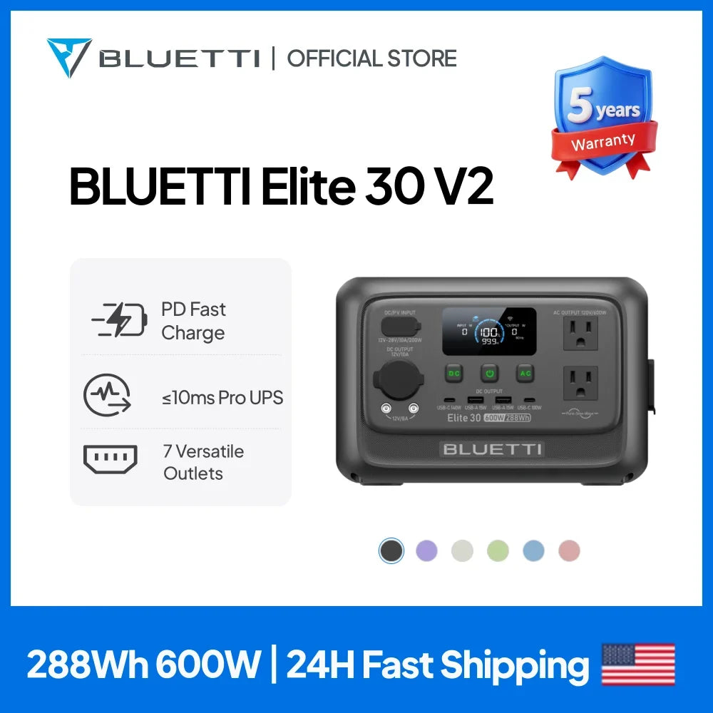 BLUETTI Elite 30 V2 Portable Power Station  Generator For Outdoor Camping Home Emerge