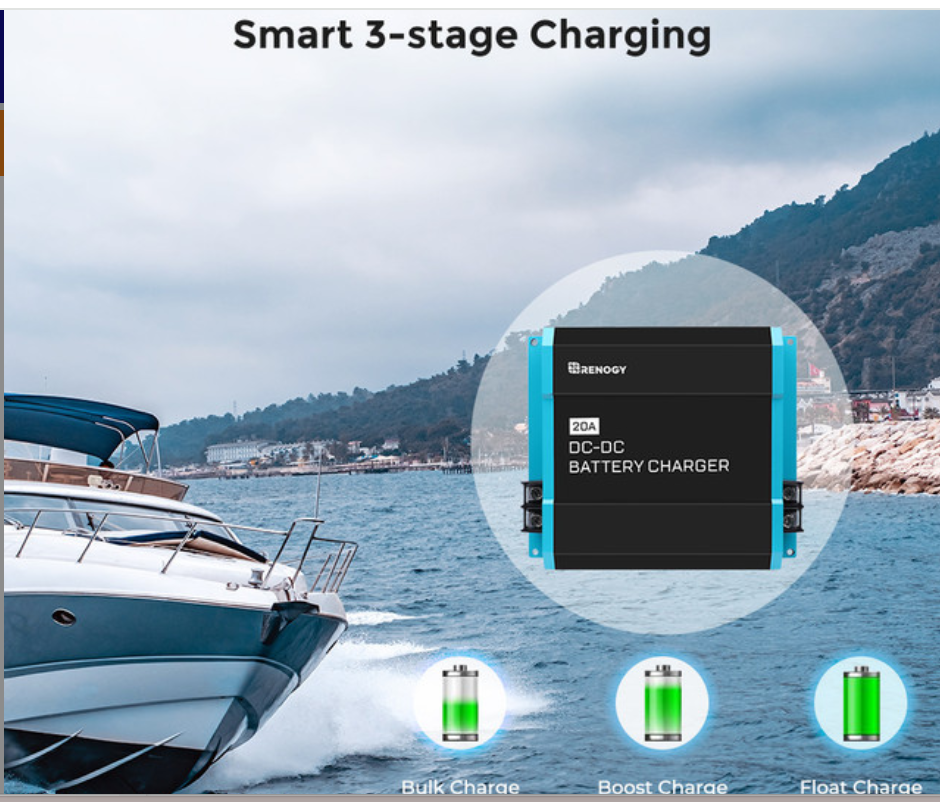 12V On-Board Battery Charger, Smart Charging System for Marine and RV Batteries