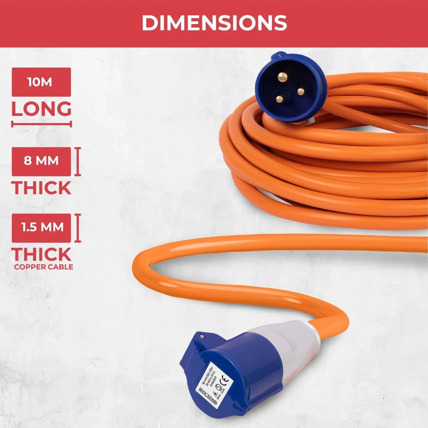 RV Hook Up Cable 10m 16A
