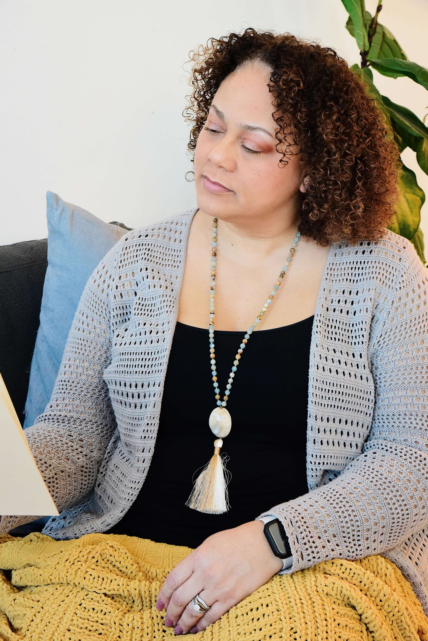 Smooth Sailing Meditation Mala – Lemurian Aquatine Calcite for Confidence & Calm