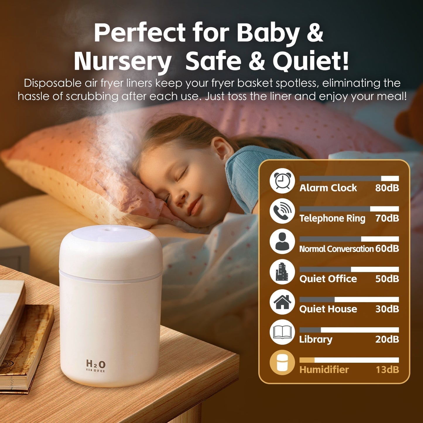 Living Today Mini LED Ultrasonic Humidifier 300ml