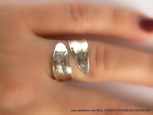 Silver Olive Leaf Ring, Gold-Plated Sterling Silver Jewelry, Double Leaf Ring, Handmade Minimalist Jewelry Gift, Birthday Gift for Women