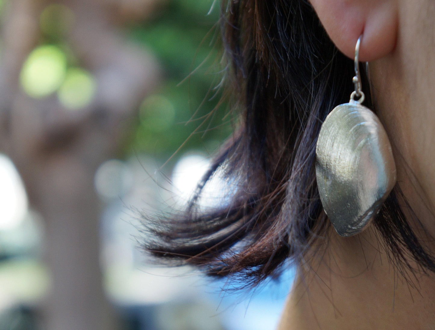 Real Clam Shell Earrings, 14K Gold Plated Brass Jewelry, Handmade Statement Jewelry Gift, Boho Birthday Gift for Women, Nature Inspired