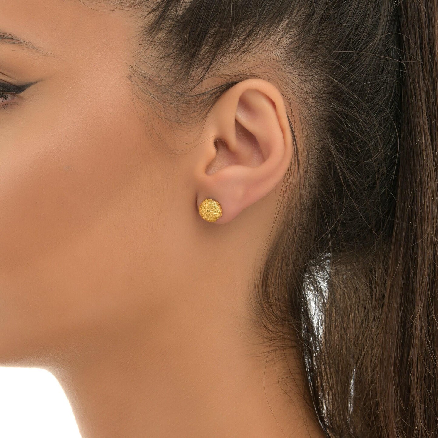 Sea Urchin Stud Earrings: Tiny Gold-Plated Nature Jewelry from Recycled Brass