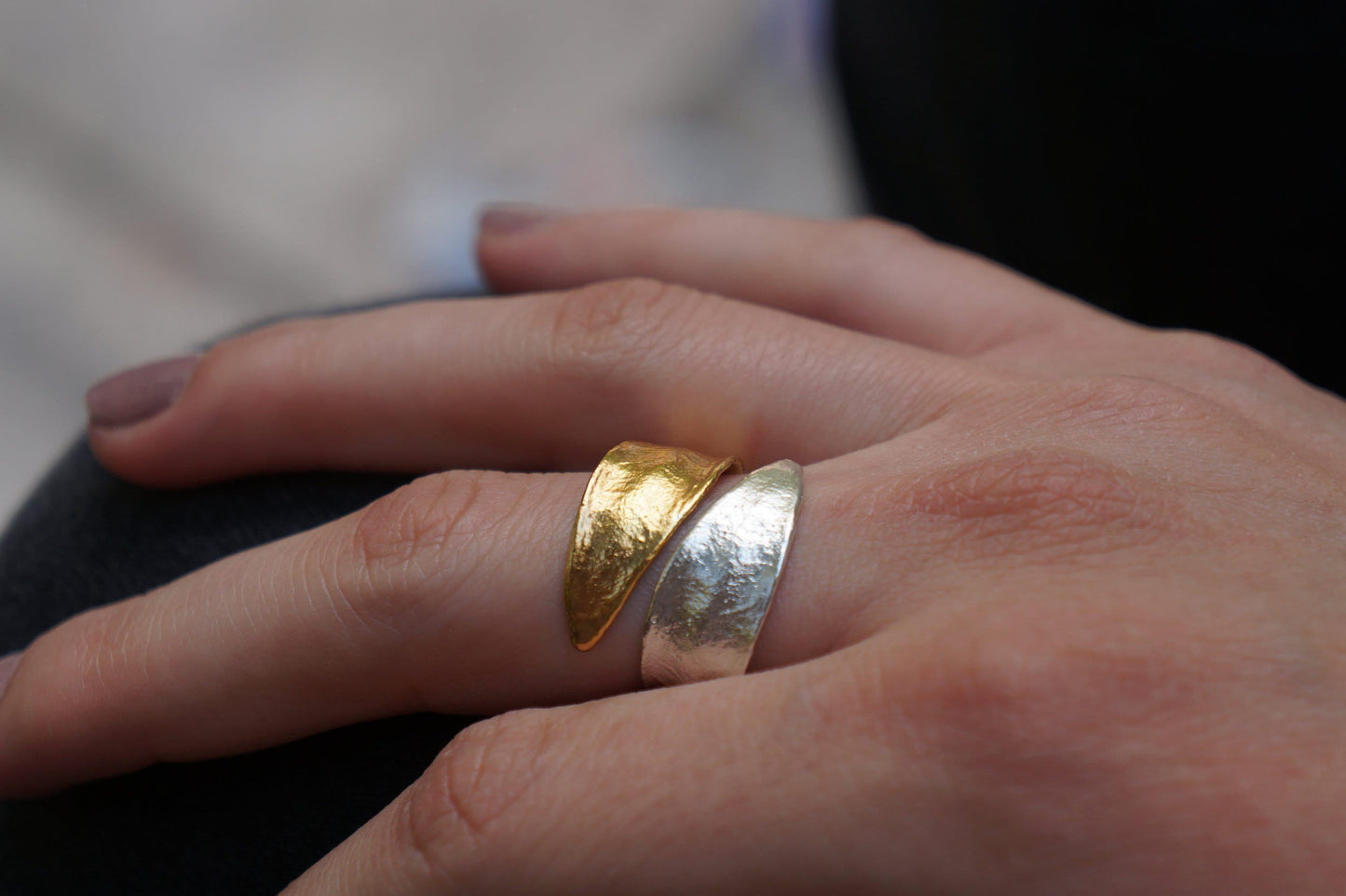 Silver Olive Leaf Ring, Gold-Plated Sterling Silver Jewelry, Double Leaf Ring, Handmade Minimalist Jewelry Gift, Birthday Gift for Women