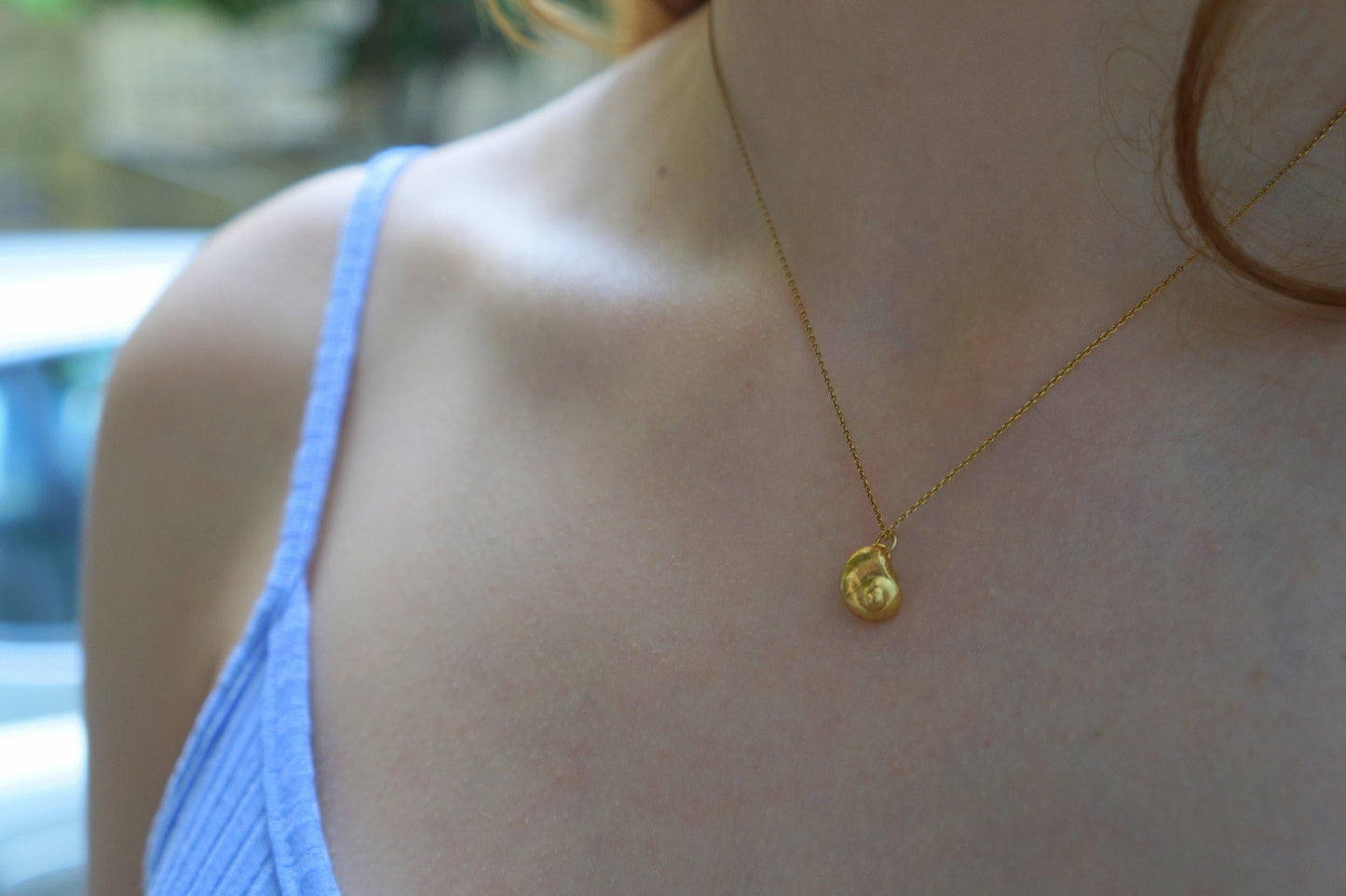 Real Sea Shell Dainty Necklace, 14K Gold Plated Sterling Silver Jewelry 925 Pendant, Handmade Minimalist Jewelry Gift, Boho Nature Style