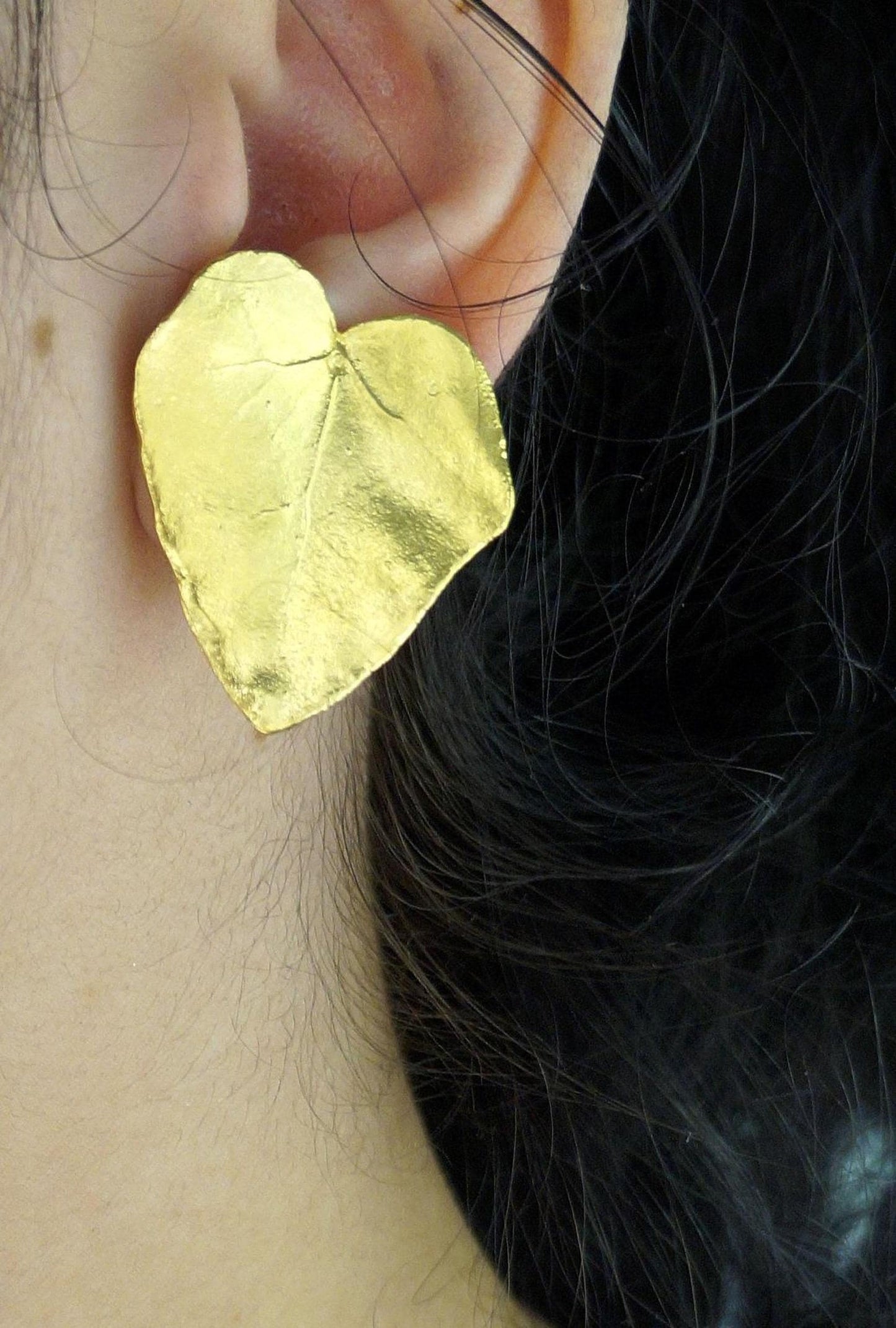 Real Ivy Leaf Earrings, 14K Gold Plated Brass Jewelry, Handmade Statement Jewelry Gift, Birthday Gift for Women, Boho Fashion, Eco Inspired